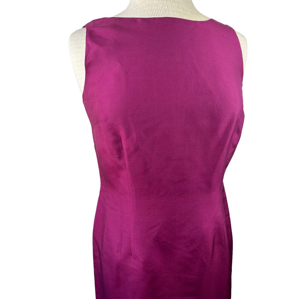 New Talbots 100% Pure Shantung Silk Shift Dress Sleeveless Purple Women's Size 8 - Picture 4 of 15